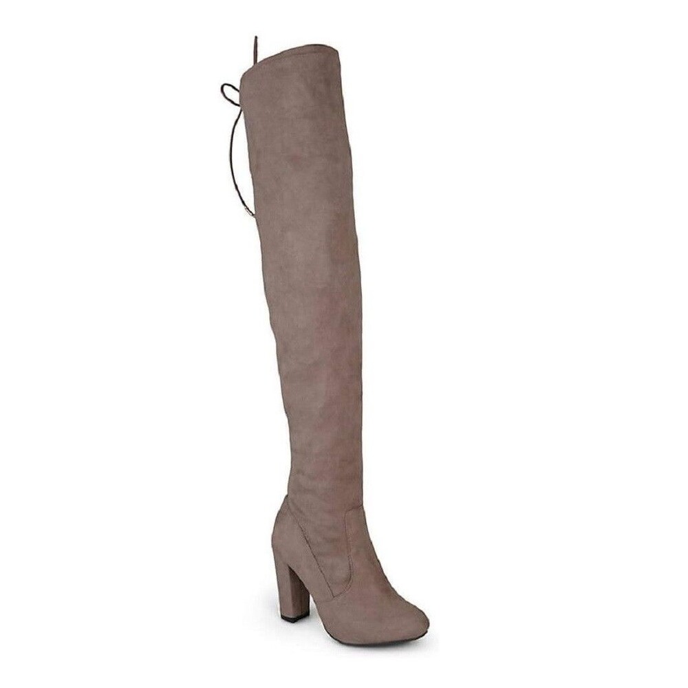 Journee Collection Womens 7 M WC Taupe Maya Thigh High Zip Up Boots NIB XP6